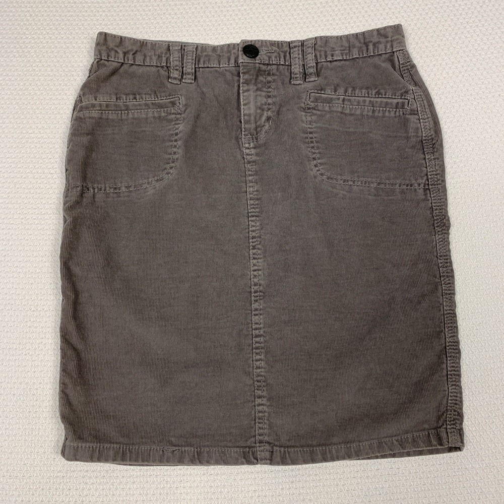 Vintage Y2K Old Navy Corduroy Skirt Womens 2 Gray Low Rise Pencil Slit